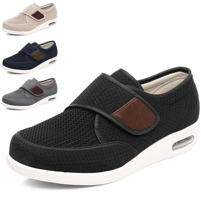 유윤 경량 가죽덮개용 니트 발편한 논슬립 슬립온 3cm 찍찍이 효도화 남녀 DW-13