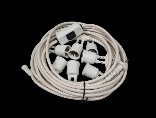 스위치 일체형 스트링라이트 전등선 8M 5구 9M 7구 10M 9구 오징어등 파티라이트 원예 화훼 축산용 파인라이트, 1개, 9M 7구 베이지
