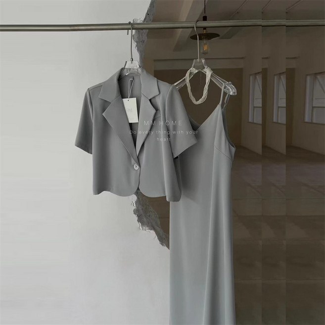 여성투피스 여성세트 여름 정장세트 반팔자켓 + 나시 원피스 여름원피스 롱원피스 세트 여름 오피스 데일리 QDD26040956 40