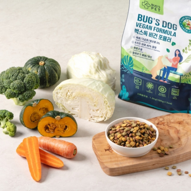 벅스독 강아지사료 비건포뮬러 1.2kg (샘플 30gx2개 증정), 1개, 곡물
