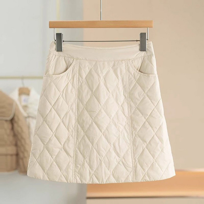 ROYALBELLE 여성 하이웨스트 A라인 퀼팅 따뜻한 데일리 패딩 미니 스커트 S0110716