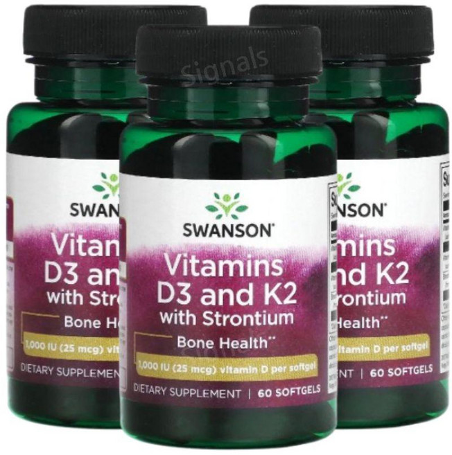 Swanson 비타민D3 K2 Strontium 소프트젤 60정 x 3팩, 3개