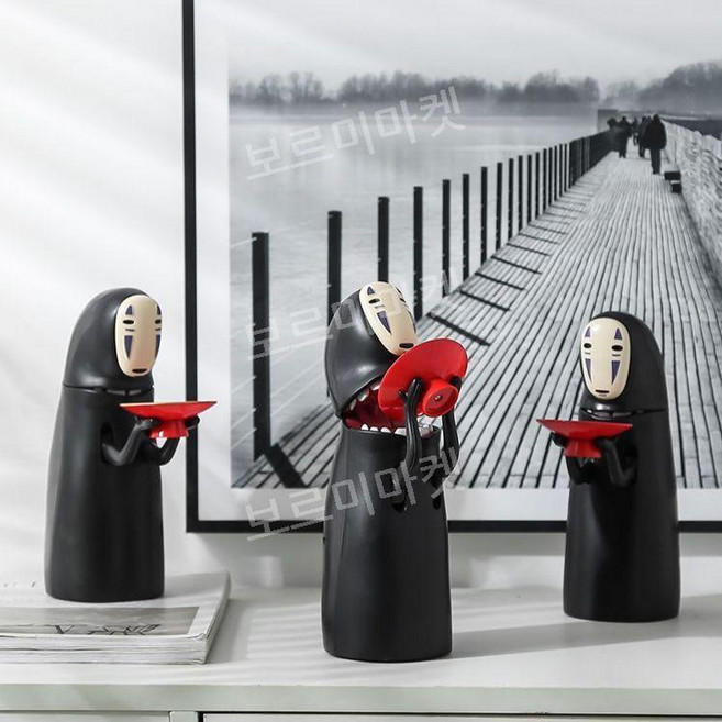 가오나시 저금통 일본 동전먹는 애니메이션 동전보관통, 배터리 버전, 1개