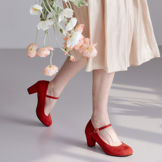 슈즈앤 메리제인 미들 굽 펌프스 sn345