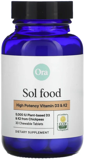 Ora Sol Food 고효능 비타민D3 및 K2 츄어블 30정, OraSolFood고효능비타민D3및K2츄어블30정, 1개 - 쿠팡