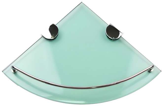 강화유리 코너선반, 투명 + 크롬, 1개