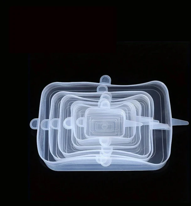 6-72개 재사용 가능한 식품 실리콘 스트레치 씰 뚜껑 실리콘 그릇 커버 캡 용기 식품 보관용 탄성 그릇 뚜, 05 72pcs ( 12bags ), 03 White Square