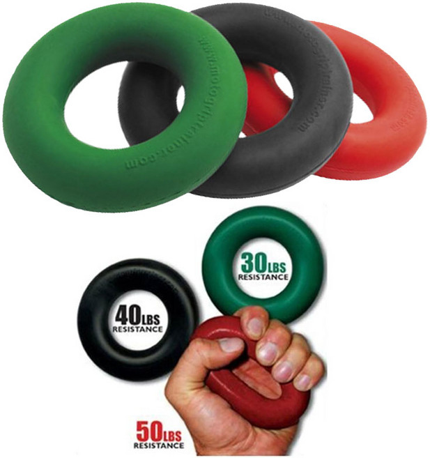 그립프로트레이너 고무 도넛 악력기 근력 운동, 레드, 1개, 강도3