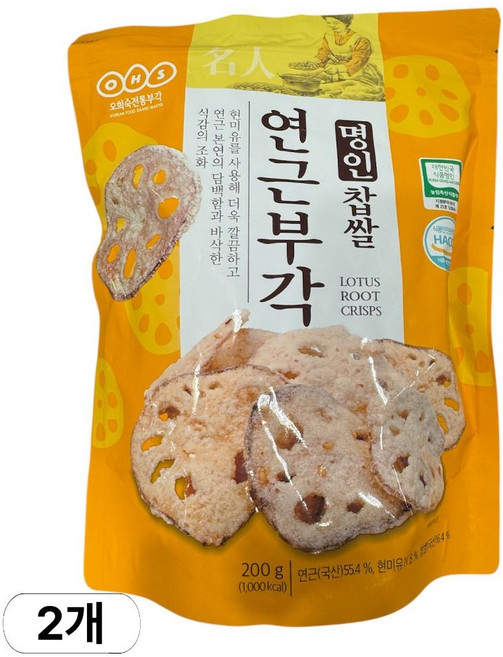 오희숙전통부각 찹쌀 연근부각 200g, 2개