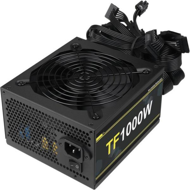 T.F.SKYWINDINTL 1000W 전원 공급 장치 전체 전압 100-240V 활성 PFC 게임 PSU 컴퓨터 비모듈식 80 Plus Go, 04 EU 플러그, 1개