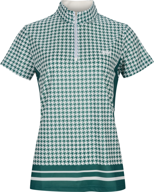 몽크로스 조르지오페리 골프 여성 하프넥 반집업 체크 티셔츠