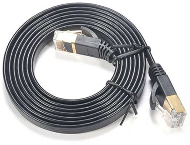 평면 인터넷선 기가 랜케이블 CAT.7 SSTP 10Gbps 10m, 블랙, 1개