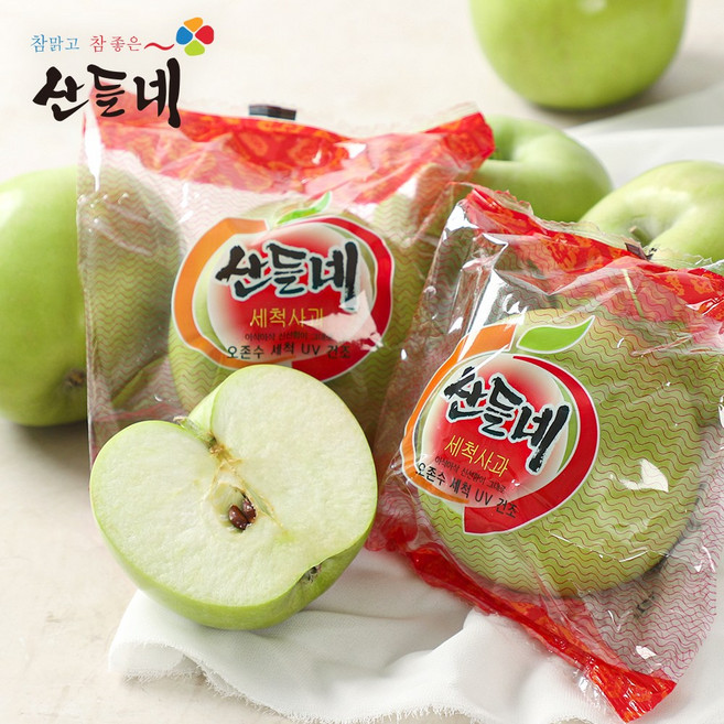 기타 [산들네] 껍질째 먹는 경북 아오리 세척사과 2.5kg 16과내외, 2.5kg (16과 내외), 1개