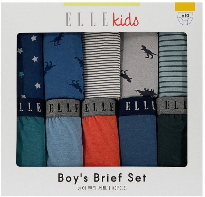엘르 이너웨어 베이직 다이노 남아 삼각팬티 10PCS