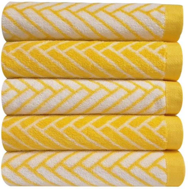 다주타올 40수 코마사 170g 선염 헤링본 양면 디자인 호텔 수건, 5개, H170g_옐로우