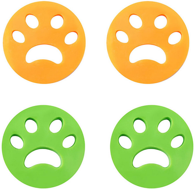 비라이프 실리콘 세탁볼 먼지 제거볼 드럼세탁기먼지제거기, 그린 2개 / 오렌지 2개, 1세트