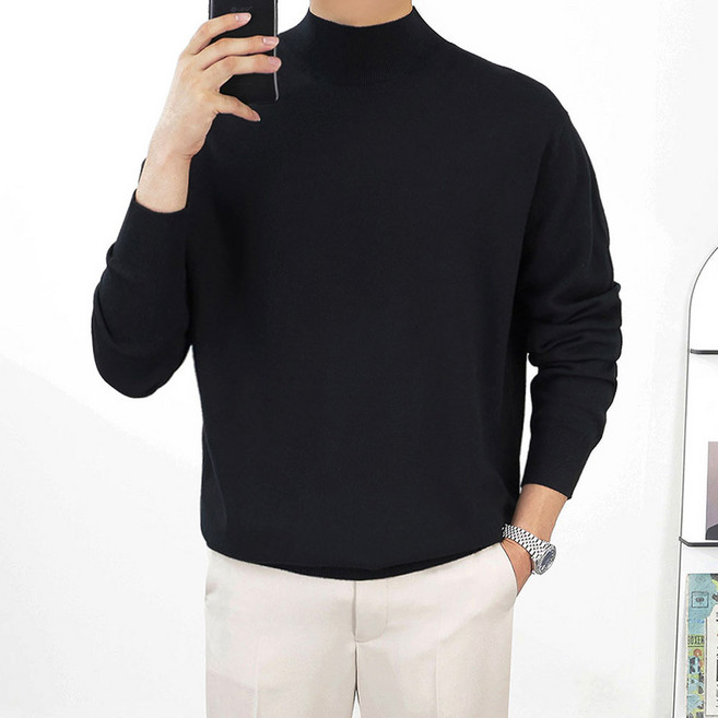 2위 - 로코비전 남성용 부드러운 반폴라 목폴라 니트스웨터