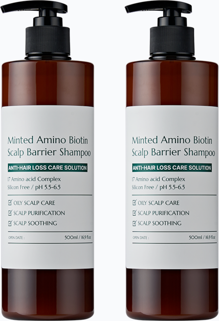 민티드 아미노 비오틴 두피강화 탈모 샴푸, 500ml, 2개