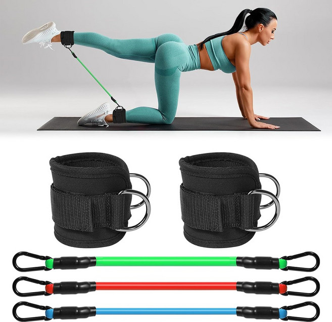 홈트 킥백스트랩 튜빙밴드 세트 근력운동 스트레칭 레그레이즈 발목케이블, 1개