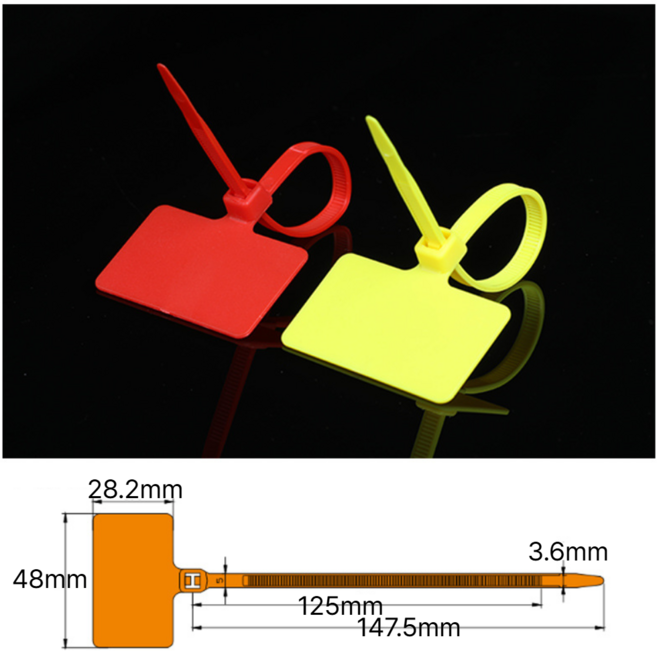 네임타이 각인 이름표 네임택 케이블타이 마크타이 전선 정리 100p, 노랑, 100개