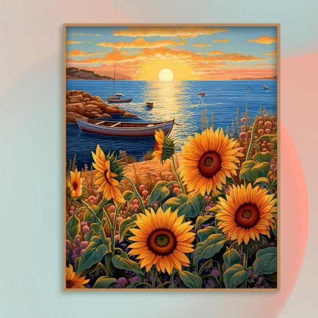조이제이 36종 40x50 쉬운그림그리기 DIY 유화그리기세트 명화그리기, 005 해바라기, 1세트