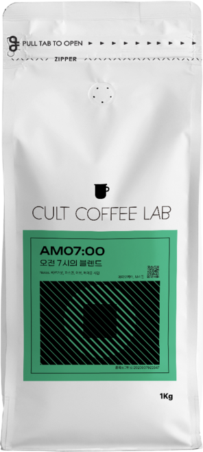 컬트커피랩 시트러스 플로럴 산미 로스티드넛 밸런스 드립용 오전 7시 블렌드 커피원두 당일로스팅, 1개, 1kg, 에스프레소(고움)