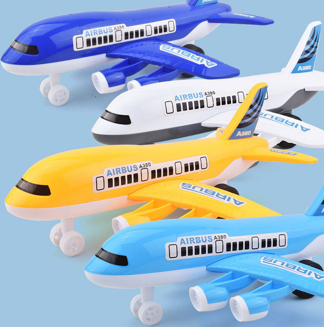DIU 兒童超大慣性飛機玩具男孩耐摔小汽車生日禮物3-6歲2寶寶早教益智, 1個, 慣性380客機*3輛(超大37CM):如圖