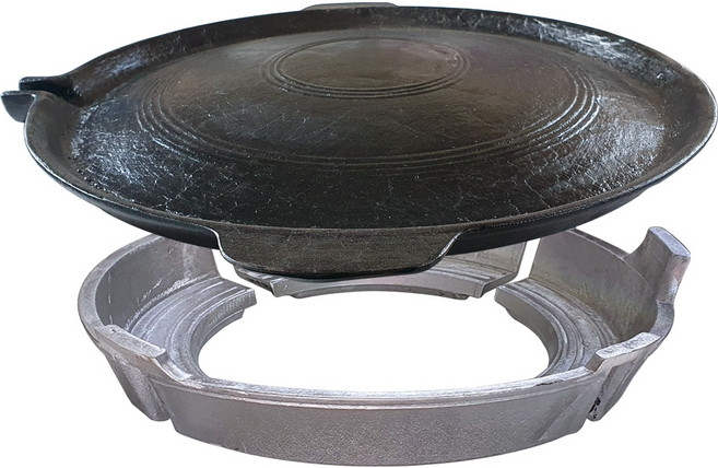 야철대장 들기름으로 길들인 주물 무쇠 불판세트 국내생산 받침대포함, 1개, 40cm