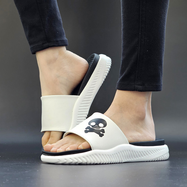 발편한 소가죽 슬리퍼 푹신한 쿠션 여성 남성 커플 할로윈 해적 해골 슬리퍼