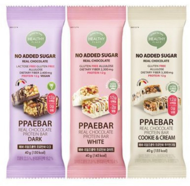 헬시플레이스 빼바 리얼초콜릿 프로틴바 다크 40g 9EA (1박스), 5개