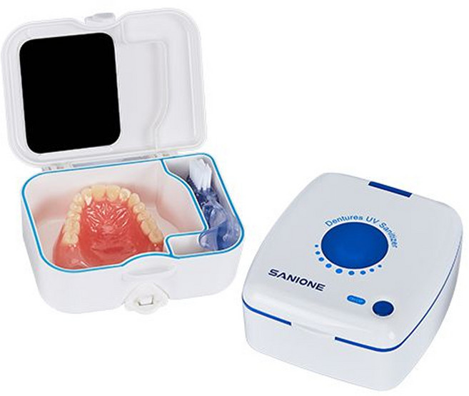 세니원 틀니 살균기 의치 보관함 세트/ 투명 치아 교정기 소독 살균기 마우스피스 세정 세척 케이스 교정 유지장치 보관 통, 세니원+틀니보관함 고급