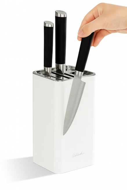 리빙위드미 깔끔정리 주방 칼꽂이 멀티 칼보관 통풍 블록, 1개, 화이트