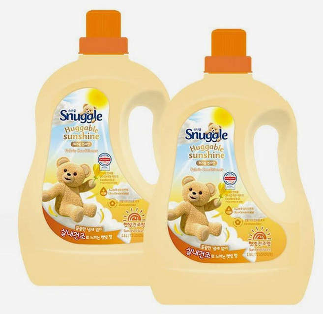 스너글 섬유유연제 햇빛건조향 허거블 선샤인, 1.8L, 2개