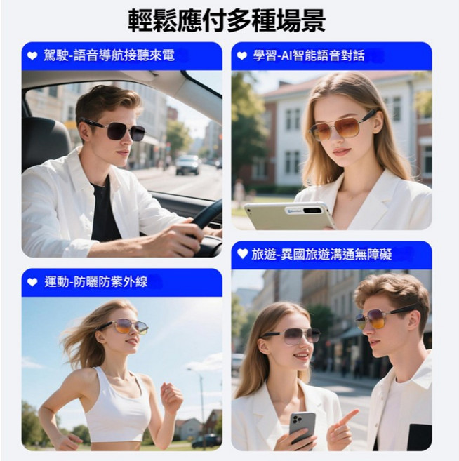 AI 智慧翻譯眼鏡 骨傳導 TWS 立體音雙聲道