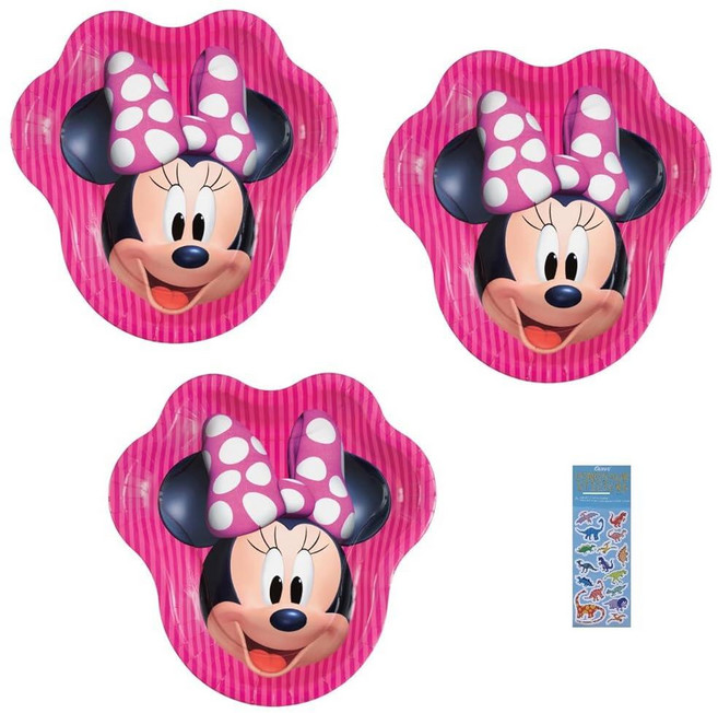 [5] Unique 디즈니 미니 마우스 생일 파티 용품 번들에는 24개의 모양의 런치 종이 접시 24개 포함 24.4cm(9 3/4인치)
