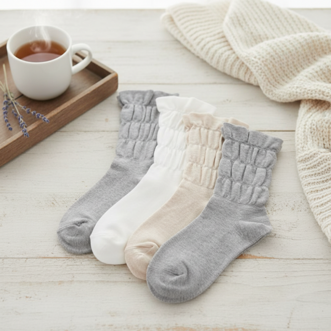 복다주리 발목조임 없는 무압박 사계절 여성용 임산부 조리원 양말 4P