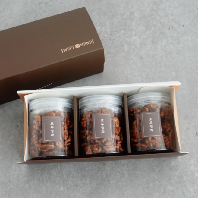 [스윗핸즈] 꿀 호두정과 호두강정 승진 진급 돌 결혼 생일 답례품 추석 명절 견과 선물세트 03. 100g, 300g, 1개