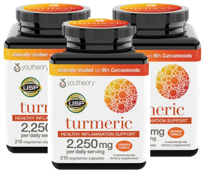 유씨어리 터메릭 강황 커큐민 2250mg 210캡슐 3병 / youtheory Turmeric Extra Strength Formula 2250mg 210ct, 210정, 3개 - 쿠팡