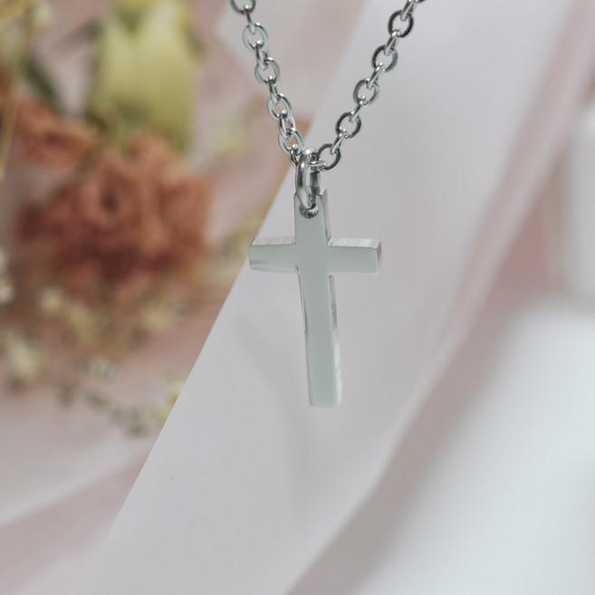 [싸인팔찌] 12mm 13mm 2가지크기 십자가모양 각인목걸이