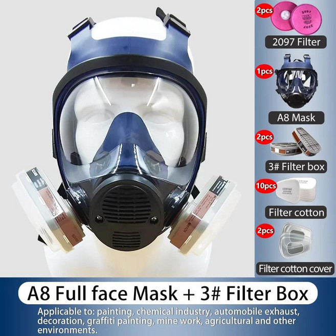 필터가 방독면 전면 호흡 건설 공학용 페인트 먼지 스프레이 용접 연마용, 색상: 3. Organic 17in1 Suit