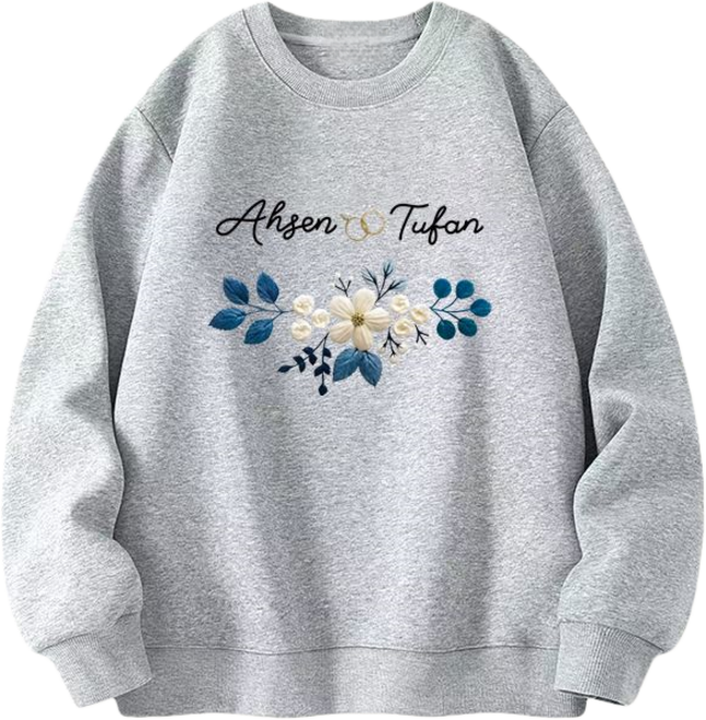 Makone 남성 가을 겨울 그래픽 플라워 프핀트 면 커플 기모 맨투맨