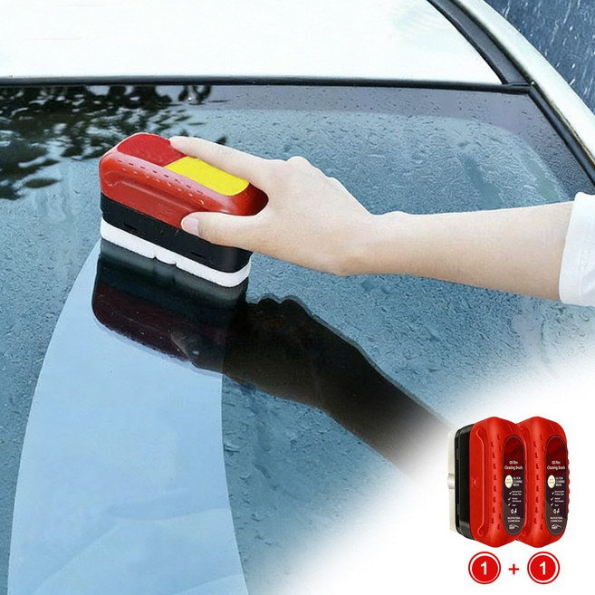 LXU 자동차 유막제거제 1+1 대용량 빗길 시야확보 일체형 브러쉬, 2개, 래드