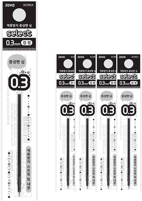 자바 셀렉트 볼펜 리필심 0.3mm 5개 세트, 10세트, 흑색