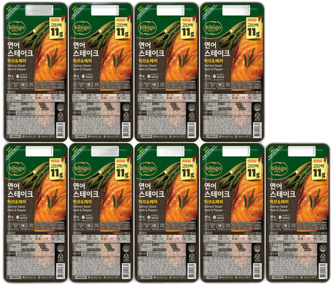 CJ 비비고 연어 스테이크, CJ제일제당 (온라인) [CJ] 비비고 연어 스테이크, 60g, 9개
