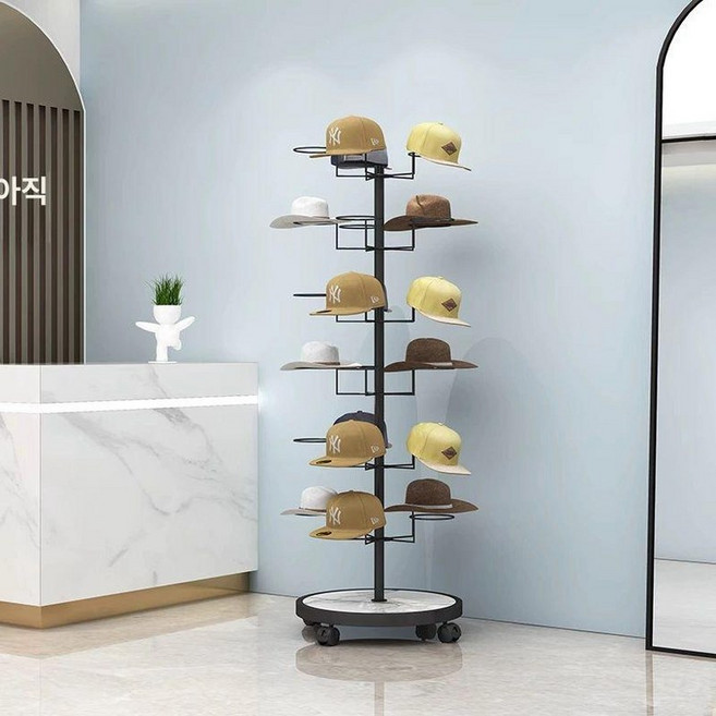 모자수납장 옷가게 도어 15걸이-블랙 가방 진열장 조립식 모자, 4단 블랙 20개 135cm