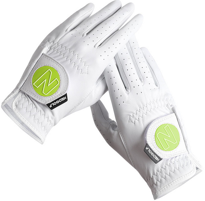 엑스앤글러브 작은손 여성양손 올양피 골프장갑 주니어 14호~17호, 1개, 화이트