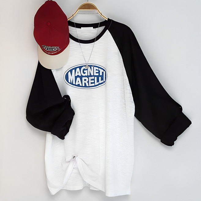 스카이코코 여성 얇은 긴팔 여름 슬라브 티셔츠 매스 나그랑 롱 티셔츠