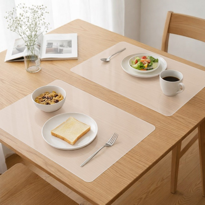 오토림 실리콘 식탁 매트, 2개, 40*30, 투명색