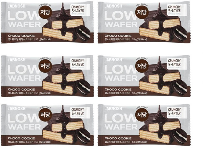 랩노쉬 저당 웨하스 초코쿠키, 6개, 53g