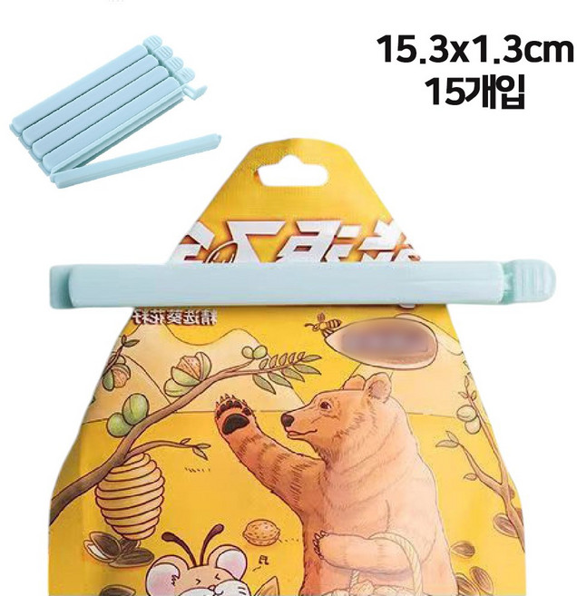 바이트 신선도 유지 방습 봉지집게 대형, 15개, 블루